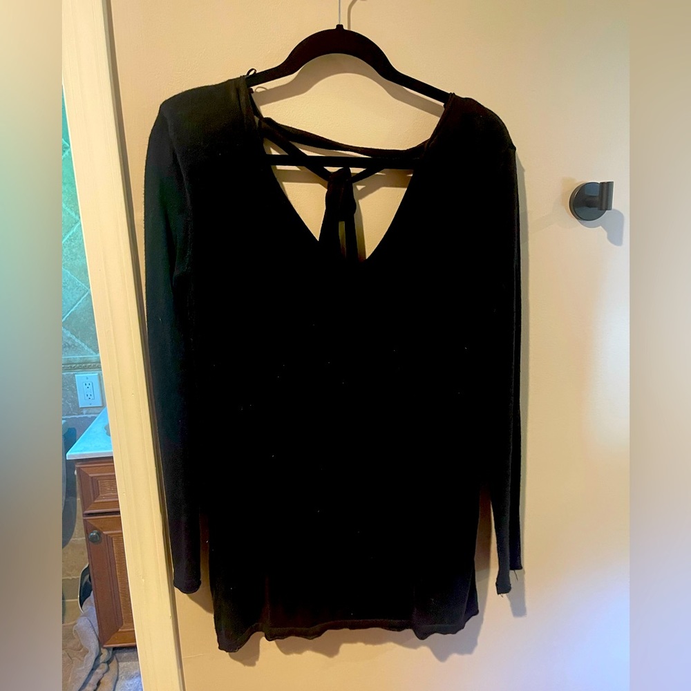 Black sweater with tie in back